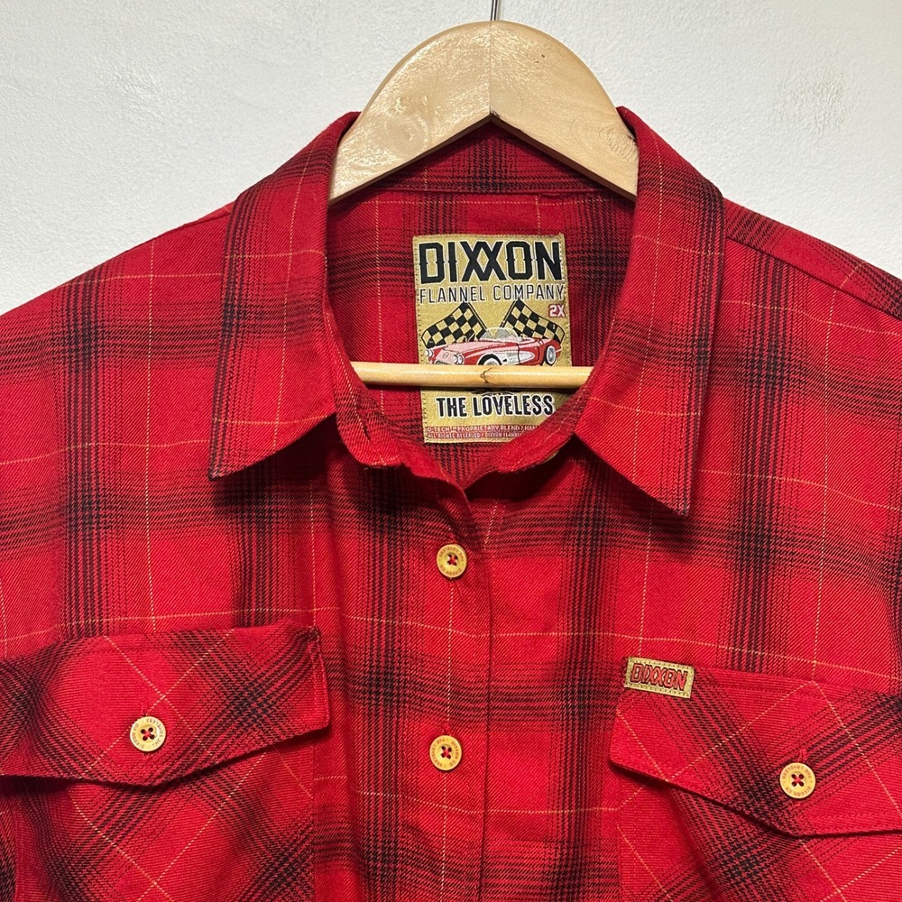 Dixxon Flannel Co The Loveless Womens 2X Red Plaid Cropped Button Up Shirt 90s - Picture 2 of 12